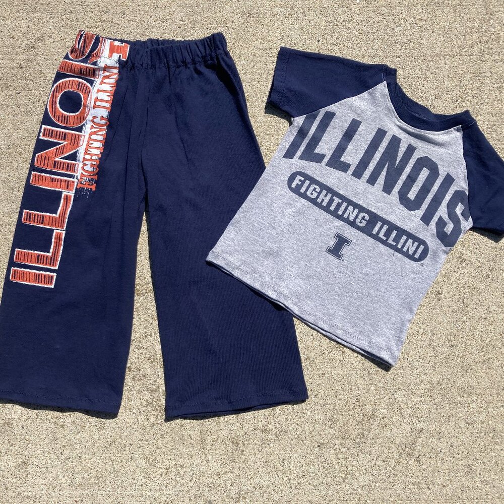 University of Illinois Fighting Illini handmade toddler outfit tshirt pajamas 3t